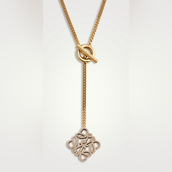 Loewe Gold Pavé Anagram Pendant Necklace - Picture 3 of 9